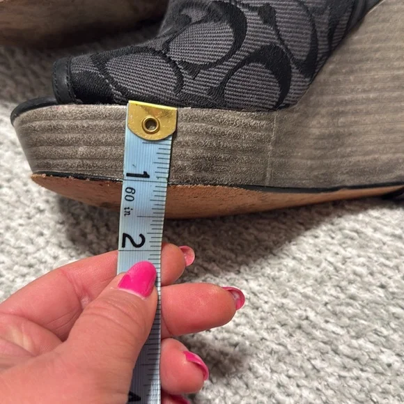 Coach Black Wedge Sandals with Peep-Toe - Picture 5 of 5
